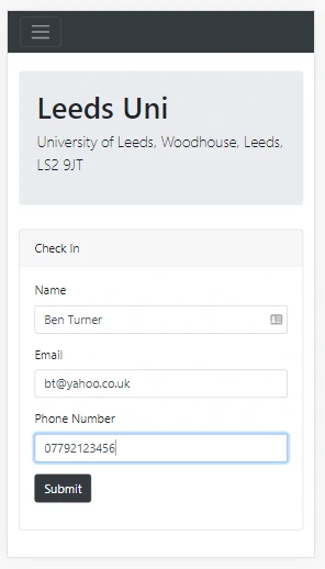 Check in page