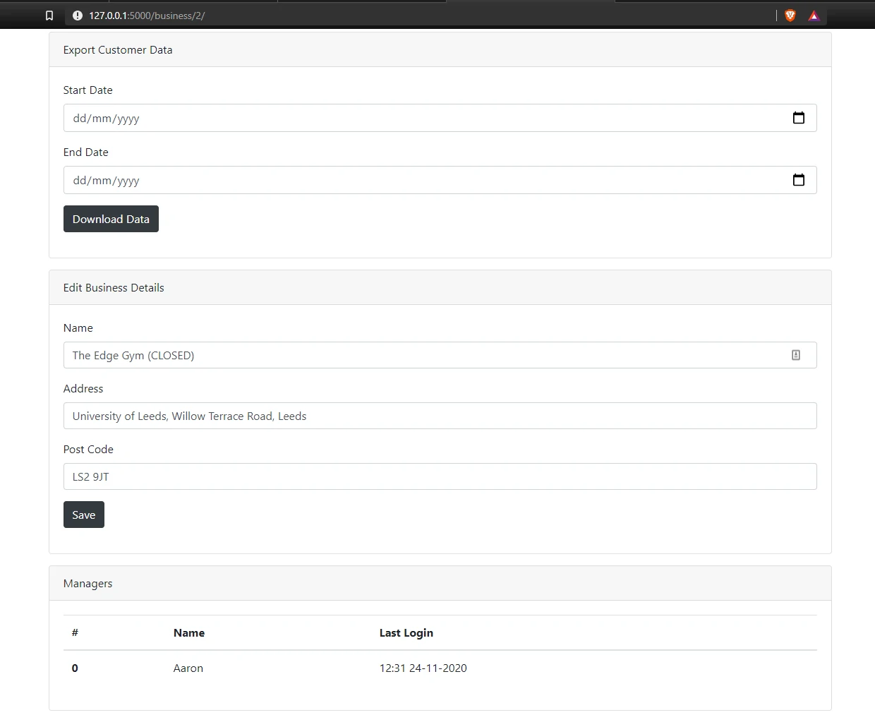 Mange business page