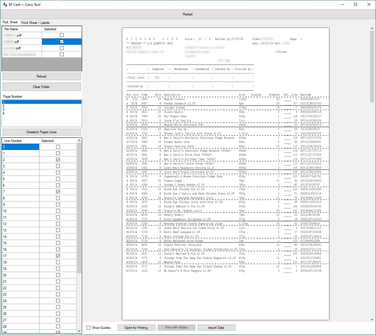 Importing a pick via print to PDF